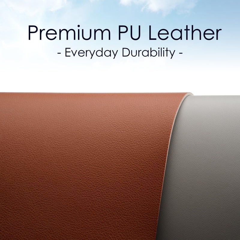 WAYBER Leather Desk Pad Protector, Waterproof Mouse Pad, PU Desk Mat, Office Desk Cover, Desk Writing Mat for Office/Home/Work/Cubicle (Brown/Gray) 31.5x15.7in - Image 2